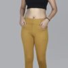Gold High-Waist Sport Jogging Pants with Front & Back Pockets